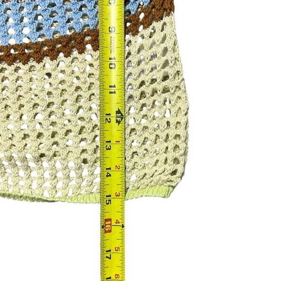 NWOT Urban Outfitters Y2K Crochet Color Block Bell Sleeve Crop Top Festival - Picture 5 of 6